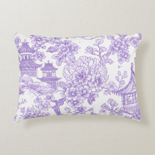 Coussins Décoratifs Toile de chinoiserie violette dragon fleur de ceri
