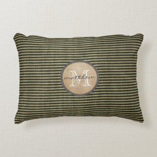 Coussins Décoratifs Toile de jute noire vintage de monogramme de motif