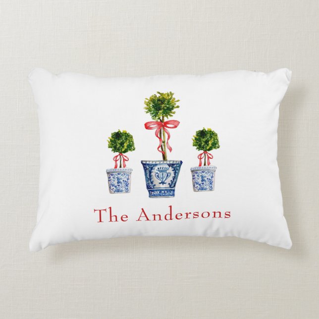 Coussins Décoratifs Topiaire avec arc rouge Fête personnalisée (Devant)