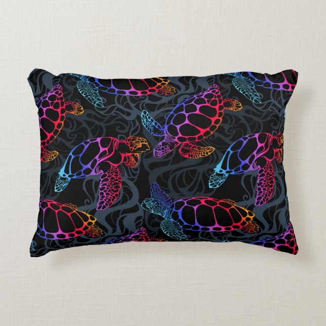 Coussins Décoratifs Tortue de mer psychédélique : Boho Ocean (Devant)