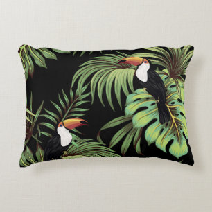 Coussins Décoratifs Toucan vintage tropical, couteau fleuri feuille pa