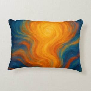 Coussins Décoratifs tourbillon de soleil jaune et bleu Energie abstrai