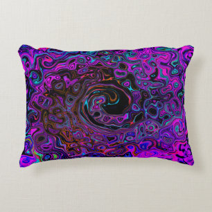 Coussins Décoratifs Tourbillonnement Liquide Rétro Noir et Magenta
