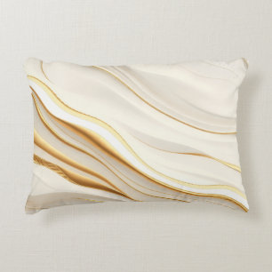 Coussins Décoratifs "Tourbillons de marbre doré et crème opulent"