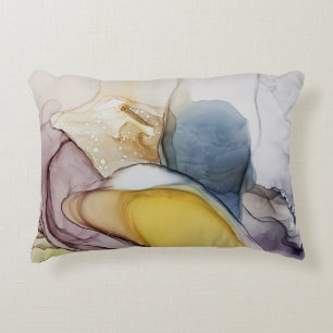 Coussins Décoratifs Tourbillons d'encre d'alcool, teinte jaune, abstra