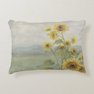 Coussins Décoratifs Tournesol moderne aquarelle & image personnalisée