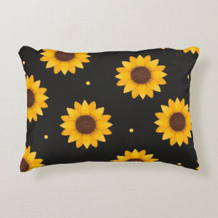 Coussins Décoratifs Tournesol sur Fond Noir - Ferme Moderne de Style M