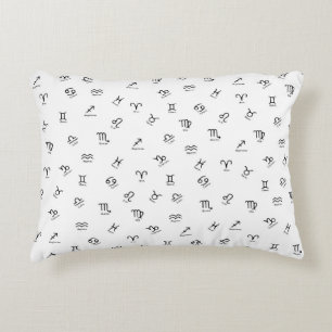 Coussins Décoratifs Tous les signes du zodiaque noirs sur fond blanc