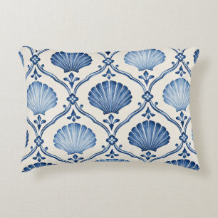Coussins Décoratifs Treillis de Coquille de Saint-Jacques Bleue