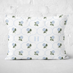 Coussins Décoratifs Trellis de l'Hydrangea Bleue Monogramme  