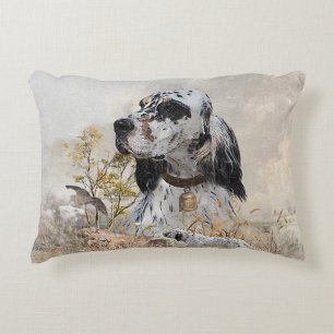 Coussins Décoratifs Tri Couleur Anglais Setter Art, chasse en bois