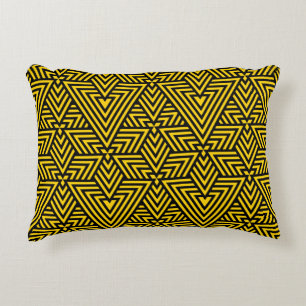 Coussins Décoratifs Triangle Jaune et Noir Art Déco Motif sans couture