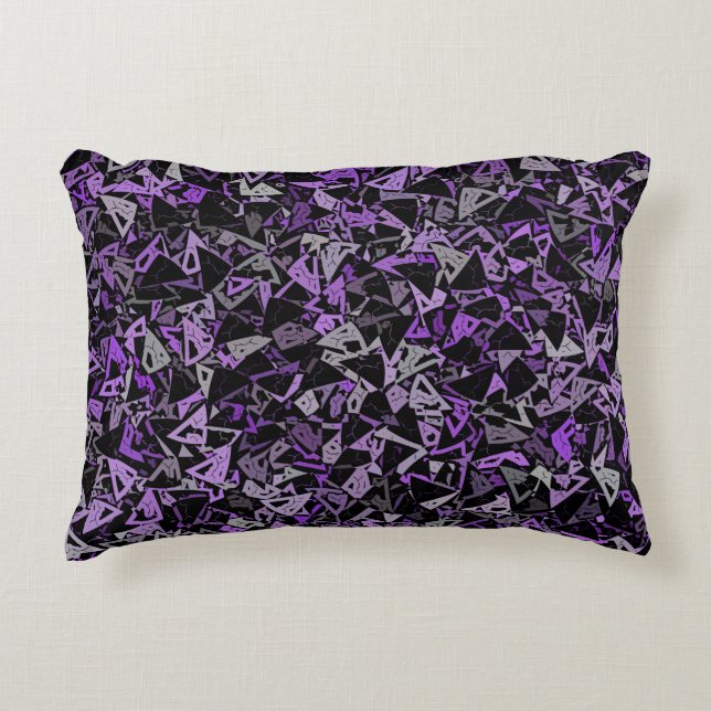 Coussins Décoratifs Triangle noir gris violet Motif sans joint (Devant)