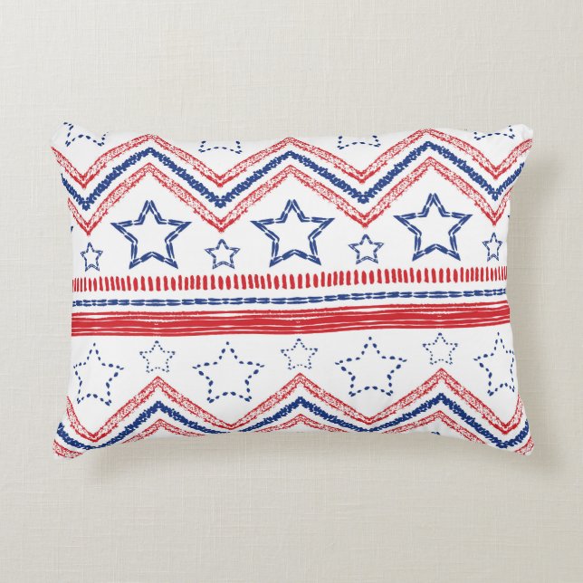 Coussins Décoratifs Tribus patriotique rouge bleu, symboles américains (Devant)