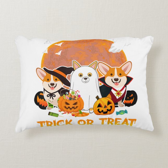 Coussins Décoratifs Trick ou traiter Corgi cadeau Halloween pour l'Amo (Devant)