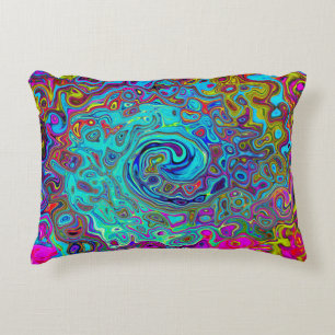 Coussins Décoratifs Trippy Sky Blue Abstrait Retro Liquid Swirl
