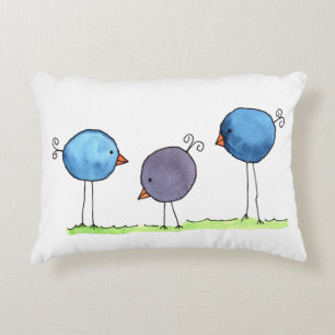 Coussins Décoratifs Trois oiseaux aquarelles fantaisistes