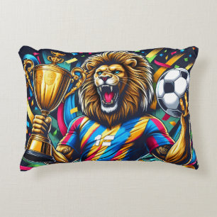 Coussins Décoratifs Trophée de football de champion de soccer Lion Vic