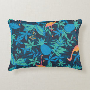 Coussins Décoratifs Tropical Artistique : Motif Flamant rose ananas.