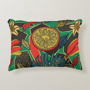 Coussins Décoratifs Tropical motif floral en style doodé avec fruit