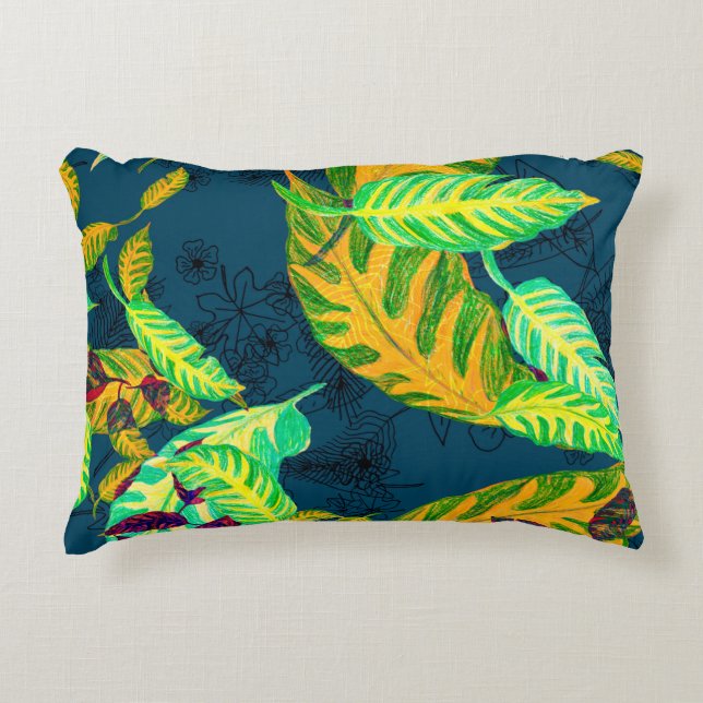 Coussins Décoratifs Tropical Tie Dye Blue Gouache. Tropical Pattern. G (Devant)