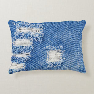 Coussins Décoratifs Trou, jean denim, texture déchirée