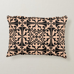 Coussins Décoratifs Tuiles marocaines - pêche rose et noir