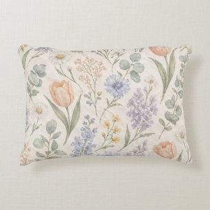 Coussins Décoratifs Tulipes Lilas Aquarelle Prairie de Printemps Paste
