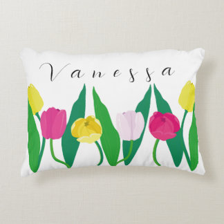Coussins Décoratifs Tulipes Rose Jaune Violet Vert Moderne Personnalis