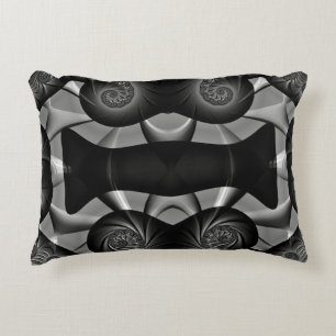 Coussins Décoratifs ~TURBULENCE Argent Noir ~ Conception fractale ~