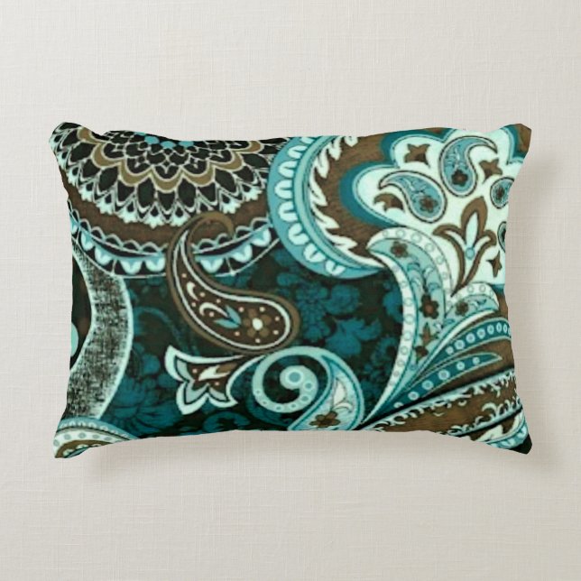 Coussins Décoratifs Turquoise Brown Vintage Paisley (Devant)