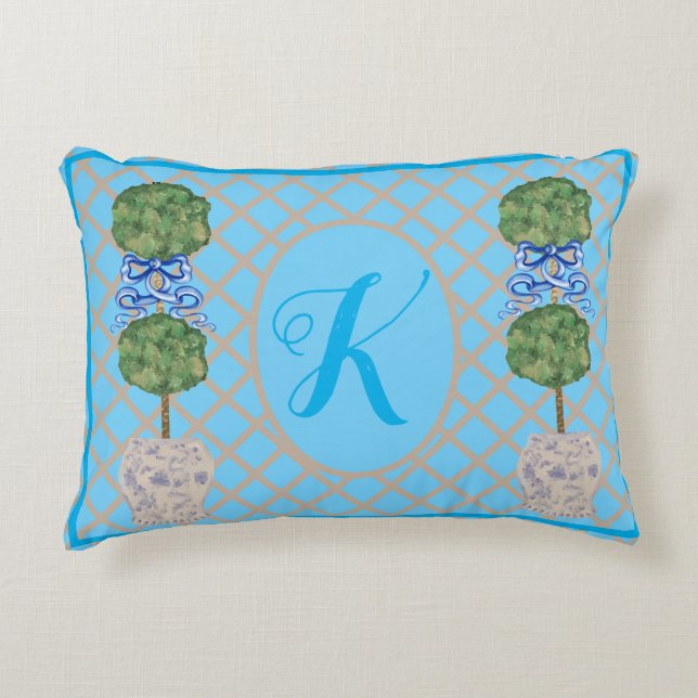 Coussins Décoratifs Turquoise Chinoiserie Ginger Jar Jars Topiary Thro (Devant)