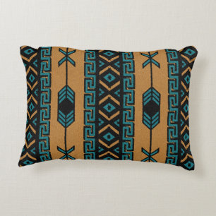 Coussins Décoratifs Turquoise et motif aztèque tribal de sud-ouest de