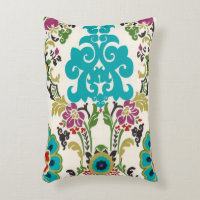 Turquoise florale de prune de motifs de damassé