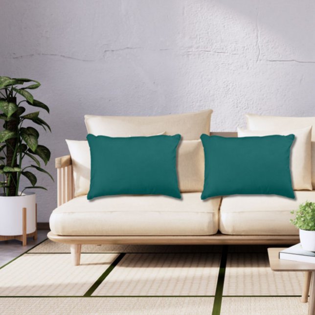 Coussins Décoratifs Turquoise foncé vert uni uni couleur jaune (Add elegance and the richness of jewel tones with these dark green teal rectangular throw pillows.)
