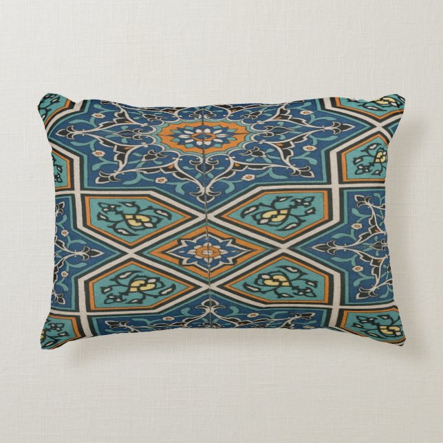 Coussins Décoratifs Turquoise Persian Tile Lumbar Pillow – Elegant Tra (Devant)