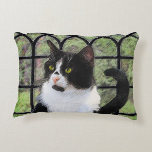 Coussins Décoratifs Tuxedo Chat dans la peinture de fenêtre Art animal