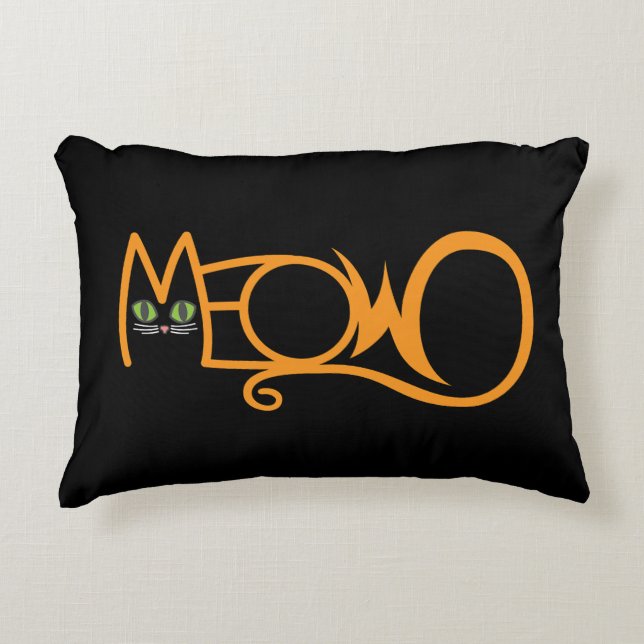 Coussins Décoratifs Typographie de chat MEOW ORANGE (Devant)