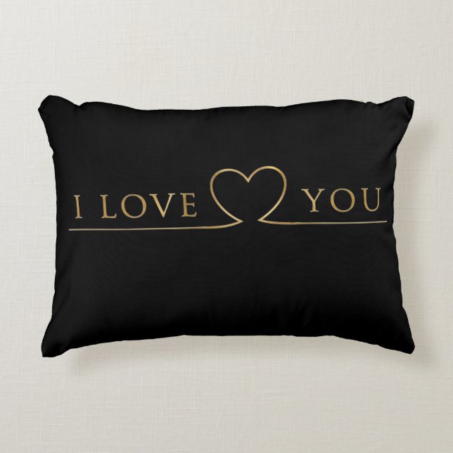 Coussins Décoratifs Typographie dorée I Love You (Devant)