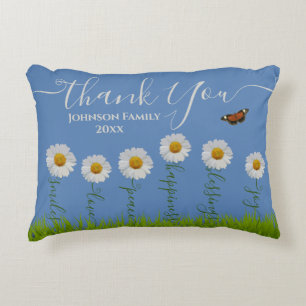 Coussins Décoratifs Typographie moderne de Merci Floral Blue Daisy
