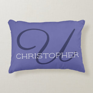 Coussins Décoratifs U Initial Calligraphy Trendy Blue Chic