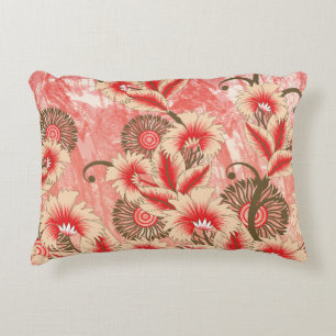 Coussins Décoratifs Un design coloré en rouge et pêche, avec