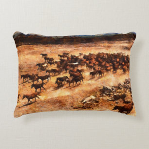 Coussins Décoratifs Un troupeau de chevaux sauvages en course. OEuvre