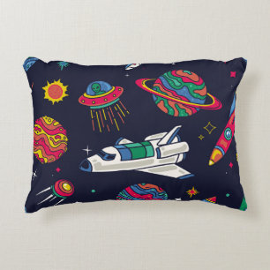 Coussins Décoratifs Un vaisseau spatial en motif sans couture Galaxy. 