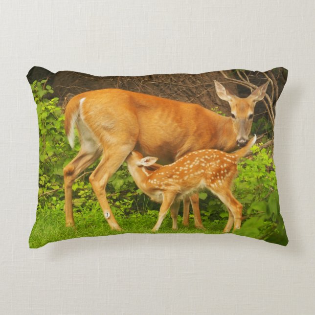 Coussins Décoratifs Une biche et son faon (Devant)
