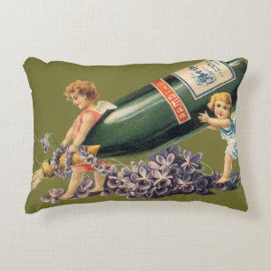 Coussins Décoratifs Une Bonne Année, Anges Vintage avec du Champagne