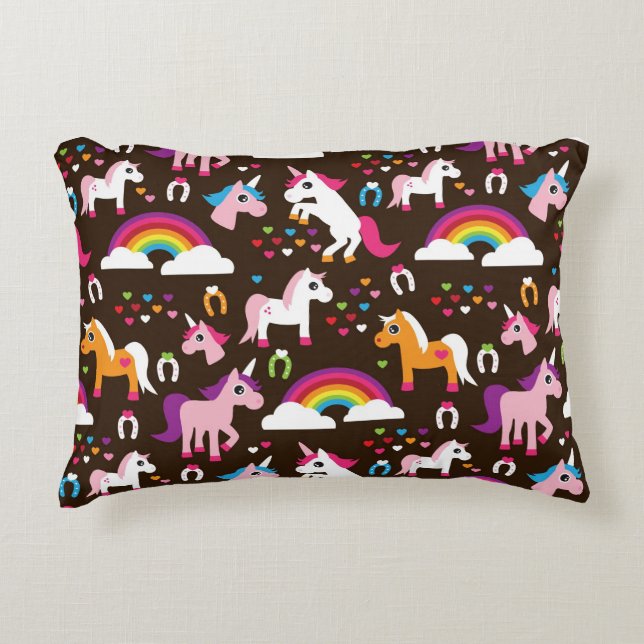 Coussins Décoratifs unicorn arc-en-ciel enfants cheval arrière - plan (Devant)