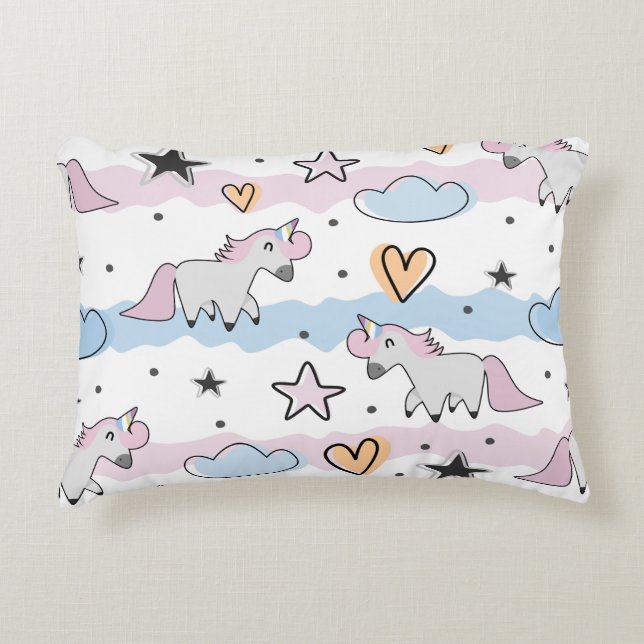 Coussins Décoratifs Unicorns and stars pattern (Devant)