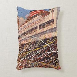 Coussins Décoratifs Vacances sur un paquebot vintage ; fête de bon voy