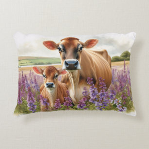 Coussins Décoratifs Vache Jersey et Veau Fleur Sauvage
